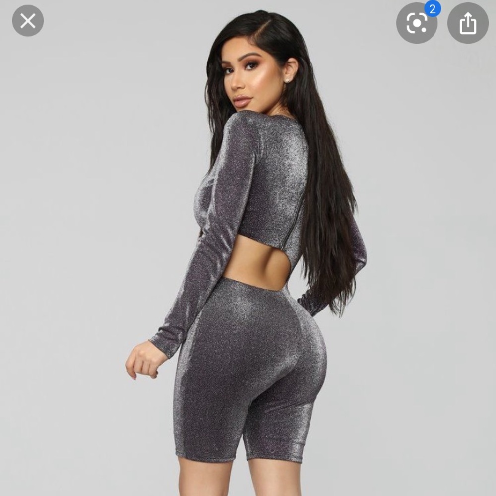 Fashionova purple sparkly shorts romper - Picture 1 of 4